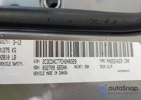 2012 Dodge Charger R/T z USA, uszkodzony, nr VIN 2C3CDXCT7CH248329